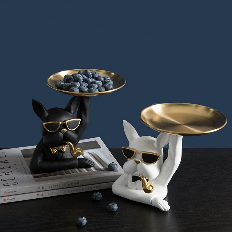 Роскошная Фруктовая тарелка в скандинавском стиле фигурка бульдога украшения