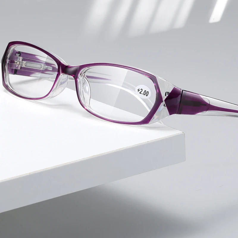 

+100 To +400 Anti Blue Ray Reading Glasses Comfortable Ultralight translucent Rectangular Frame Presbyopia Hyperopia Glasses