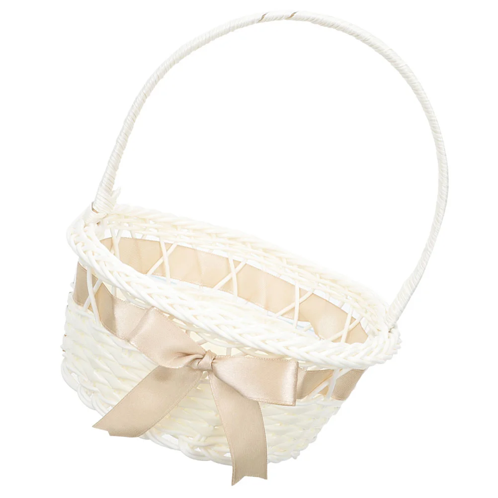 

Storage Basket Rustic Flower Girl Handle Baskets Weddings Gift Packing Woven Decorative Home Party Favor