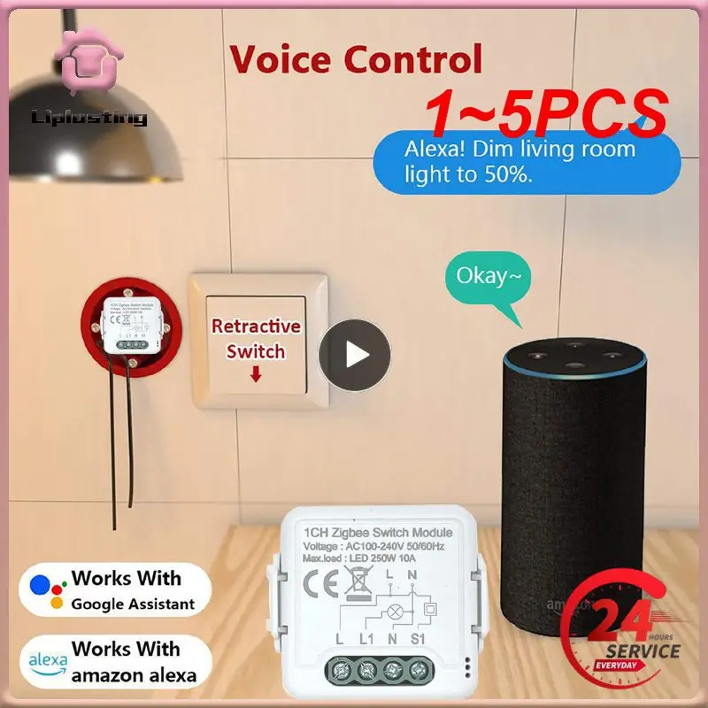 

Умный Wi-Fi модуль Tuya, 1 ~ 5 шт., потайной переключатель для рулонного затвора, электрический мотор, 1/2 клавиши, совместимый с Alexa Home