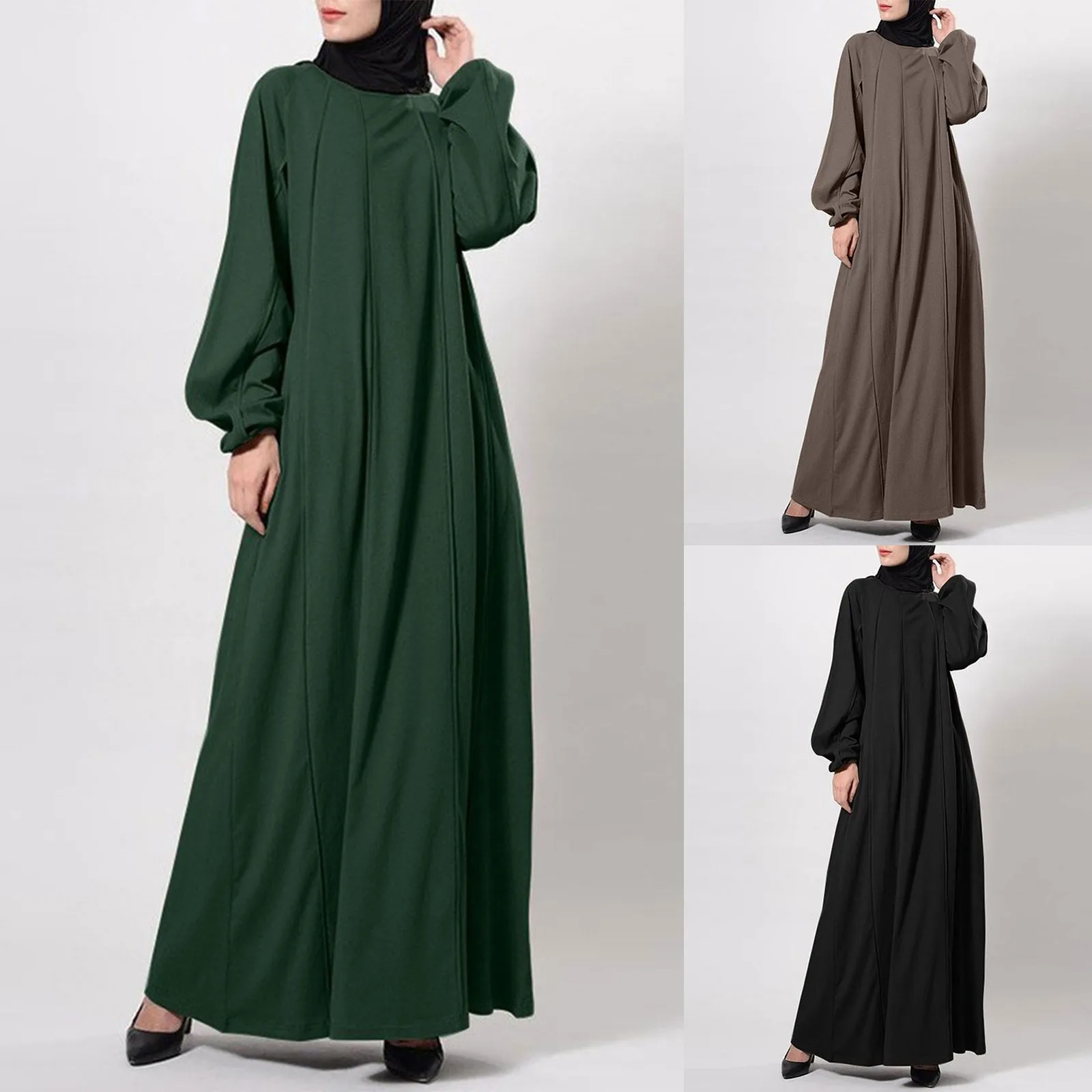 Женское мусульманское цельное молитвенное платье Абая с длинными рукавами