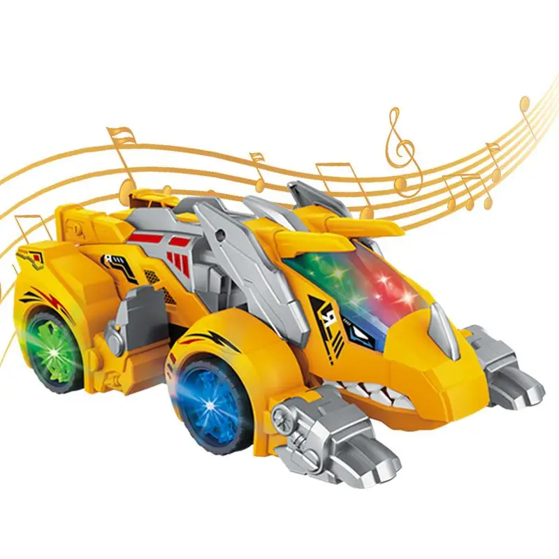 

Dinosaur Transforming Toy 2 In 1 Dinosaur Transforming Toy For Kids Automatic Transform Dino Cars With Music And LED Light With