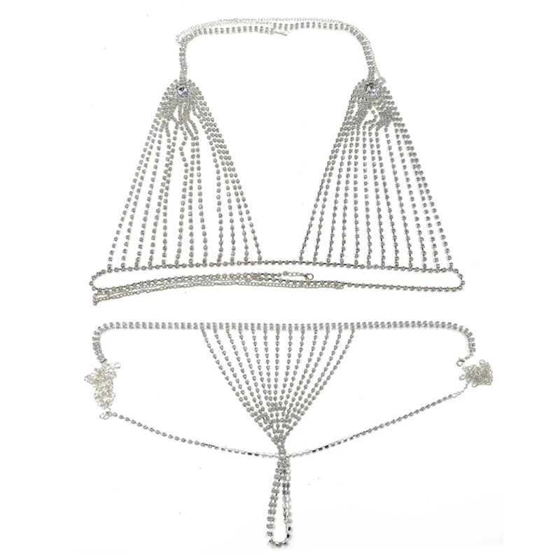 

Женский Семейный комплект, полосатый бюстгальтер с бретелькой через шею, стринги с кристаллами, пляжные стринги для танца живота, женский р...