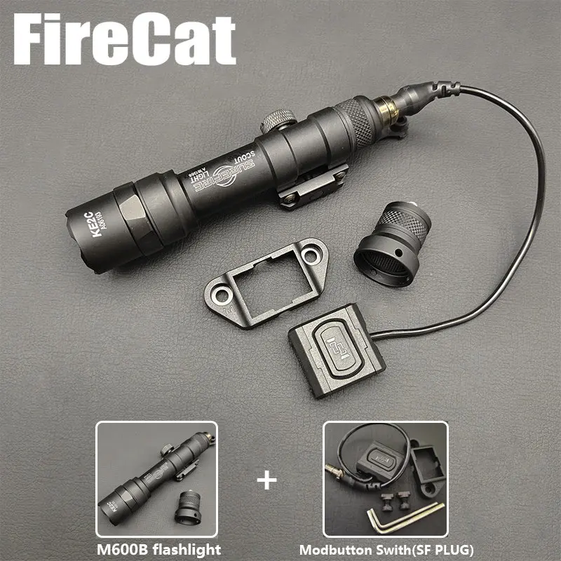 

Tactical Surefir M600B M300B LED Flashlight Hunting scout light With Modbutton Remote Pressure Switch Fit 20MM picatinny Rail