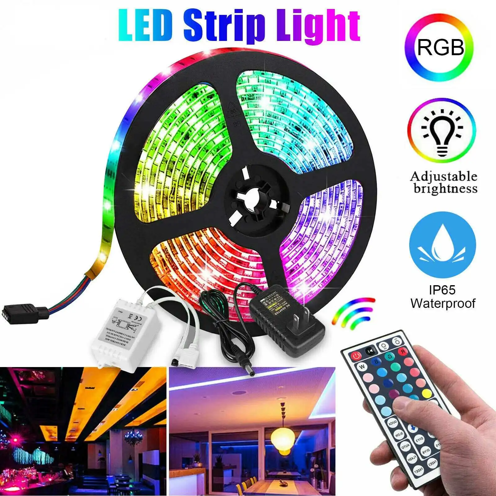 

LED Strip Light RGB 72W 2835 Flexible Ribbon Remote Control 12V Led Lights Strip With 44 Keys IP65 Waterproof Tape Diode+Adapter