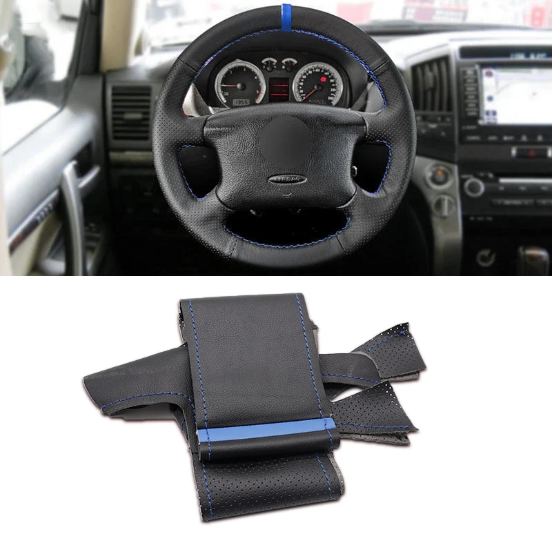 4 Mk4 1998 - 2004 For Passat B5 1998- 2005 Hand Stitched Car Steering Wheel Cover Leather Trim Black With Blue Strip