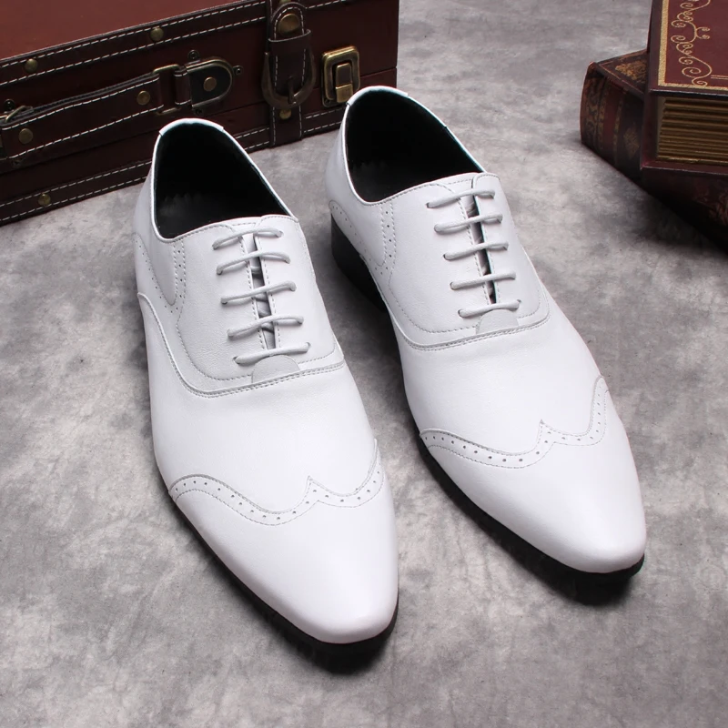 

Handmade Men's Whole Cut Oxfords Pointy Toe Genuine Leather Dress Shoes Brown Black Business Shoes Wedding Formal Shoes For Men