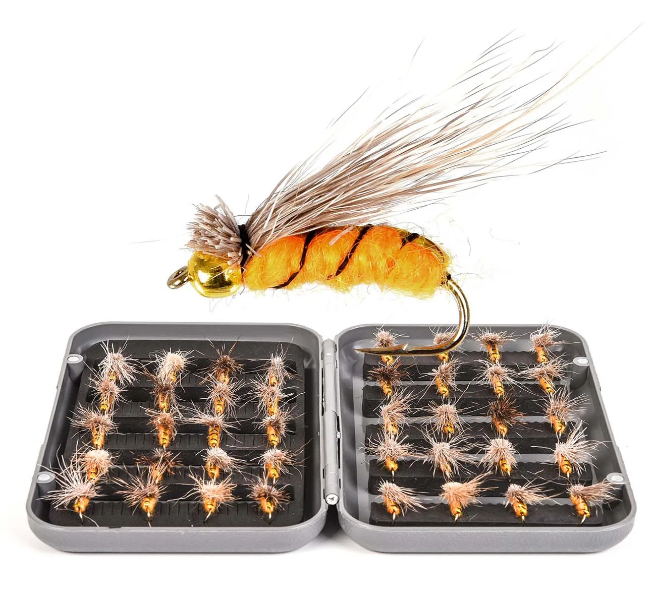 

A6 Box Fly Hook With Large Hair Fly (40Pcs) Fly Fishing Hook