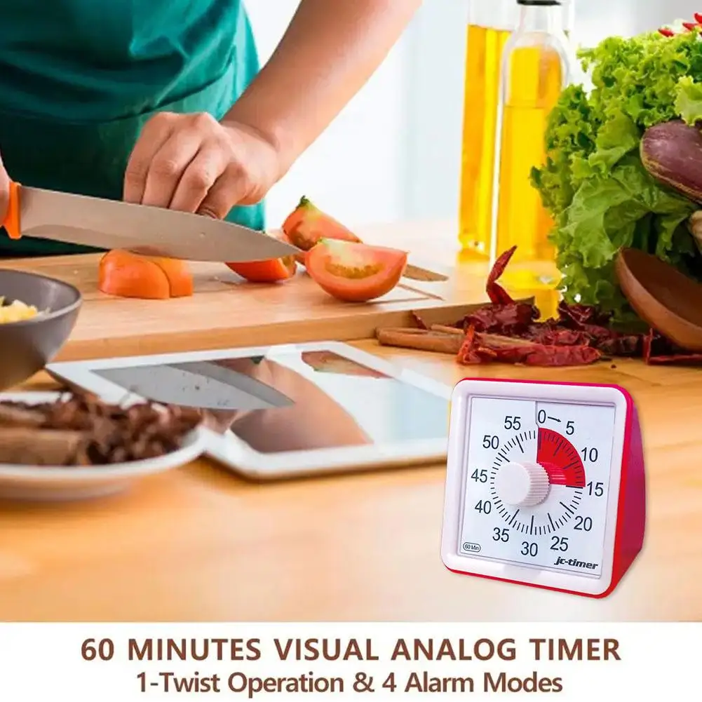 

60-Minute Visual Timer For Kids Study Fridge Magnets Kitchen Timer Mechanical Stopwatch Alarm Clock Kitchen Cooking Accesso N8Q9