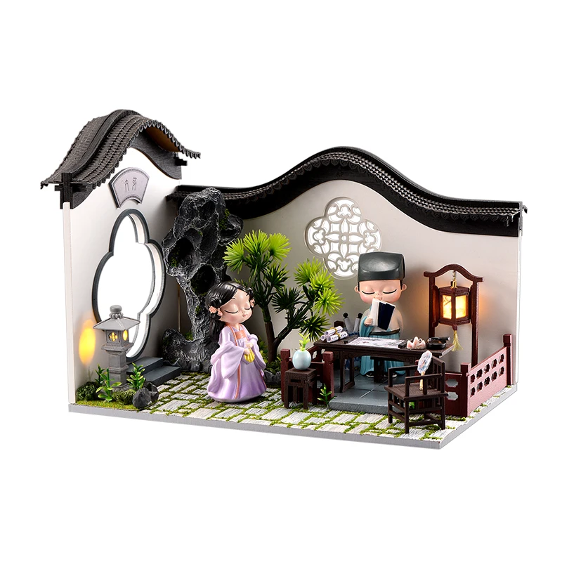 

Chinese Style Wooden Doll House Manual Assembling Model Toys Diy Wooden Hut Ancient House With Led Lights Grown-up Birthday Gift