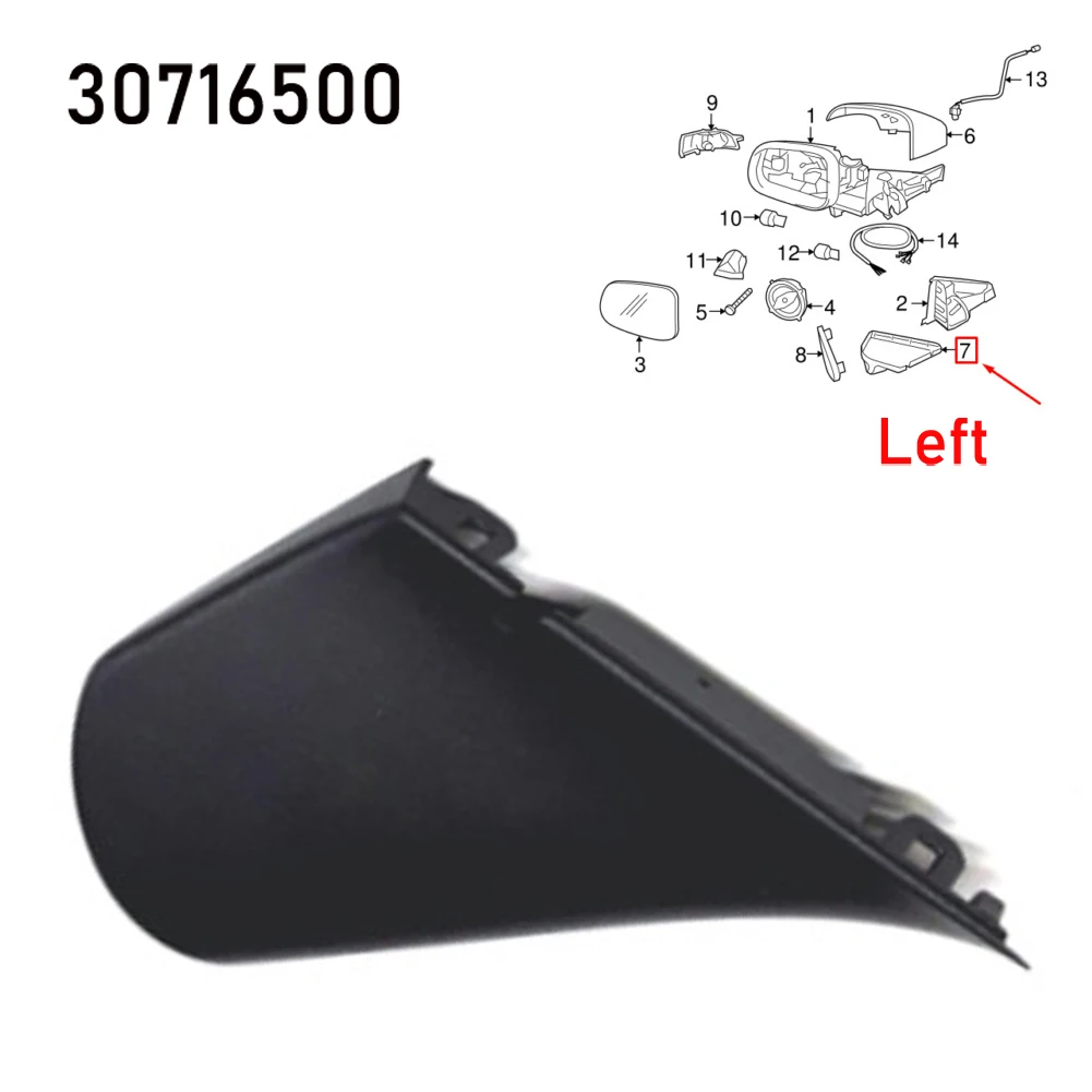 

1pc Car Front Left Mirror Lower Cover Black #30716500 Car Mirror Covers Accessories For Volvo S80 07-16 V70 08-16 XC70 08-16