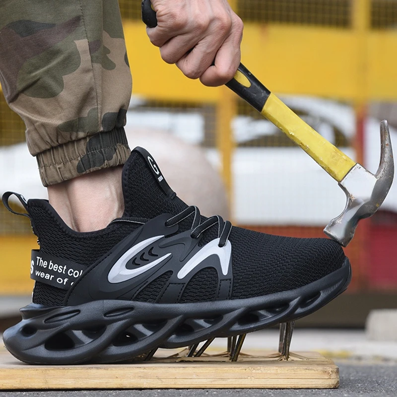 

New Work Safety Boots Steel Toe Shoes Safety Boots Indestructible Sneakers Male Work Shoes Lightweight Safety Shoes Men Boots