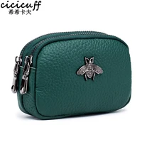 cicicuff women coin purse genuine leather female double zipper travel organizer mini pouch women storage bag small wallets new