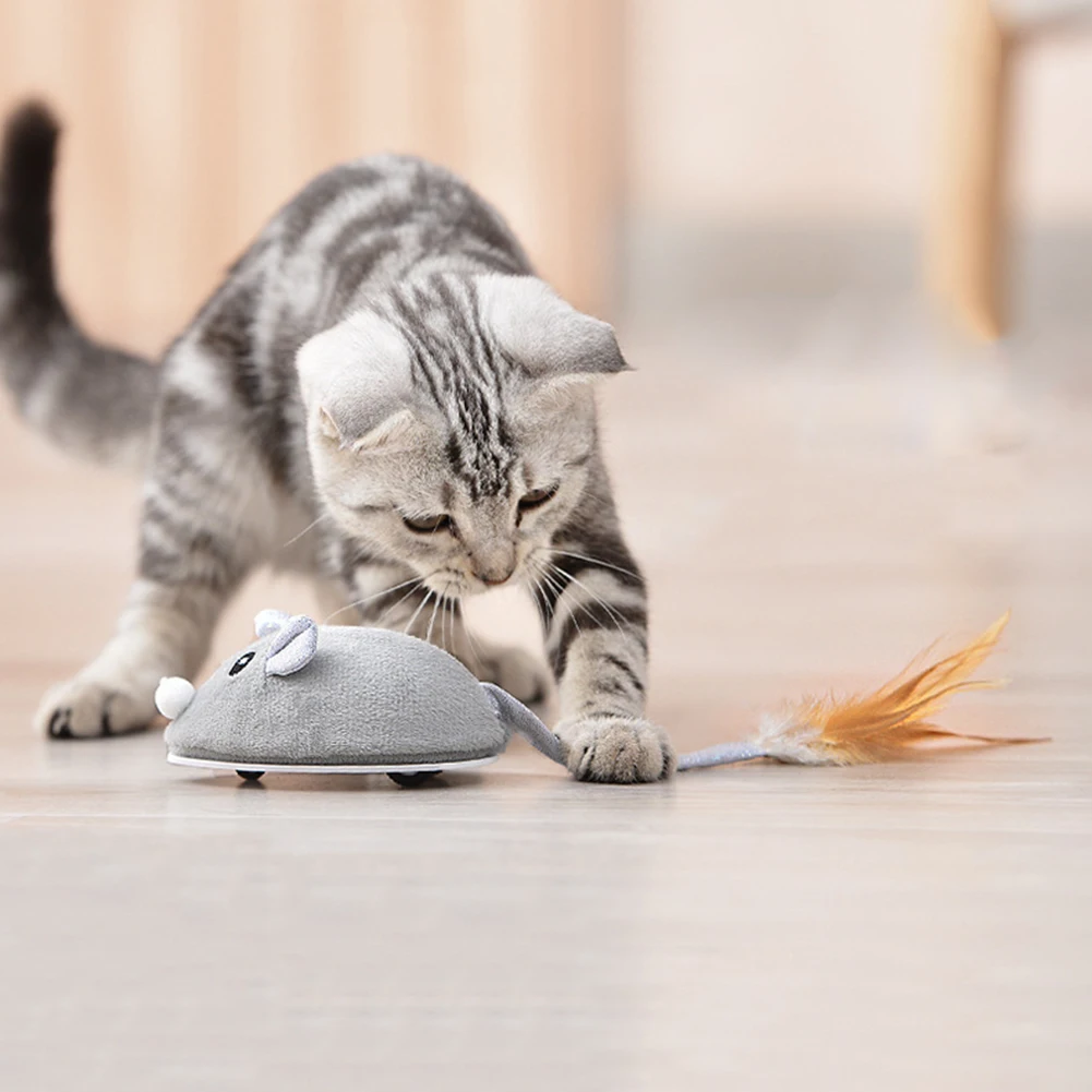 

Smart Sensing Mouse Cat Toys Interactive Electric Stuffed Toy Cat Teaser Self-Playing USB Charging Kitten Mice Toys for Cats Pet