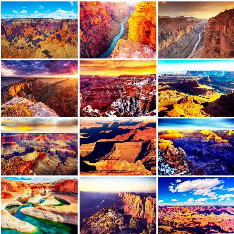 

PhotoCustom Colorful Landscape Painting By Numbers DIY mountain and river Room Wall Art Pictures By Number For Adults Home Decor