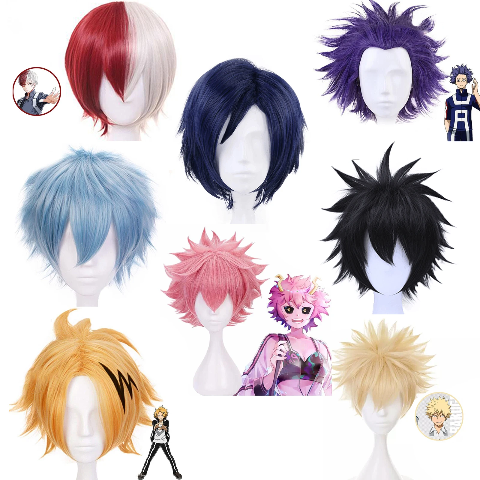 Ebingoo My Hero Academia Shinsou Hitoshi Ash Shoto Todoroki Denki Kaminari Cosplay Wig Heat Resistant Syntheric Fiber Wigs