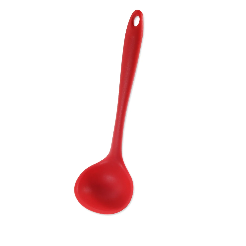 

Silicone Soup Spoon Handle Slightly Curve design Spoons Cooking Tool High Temperature Resistant Safe Material Spoon