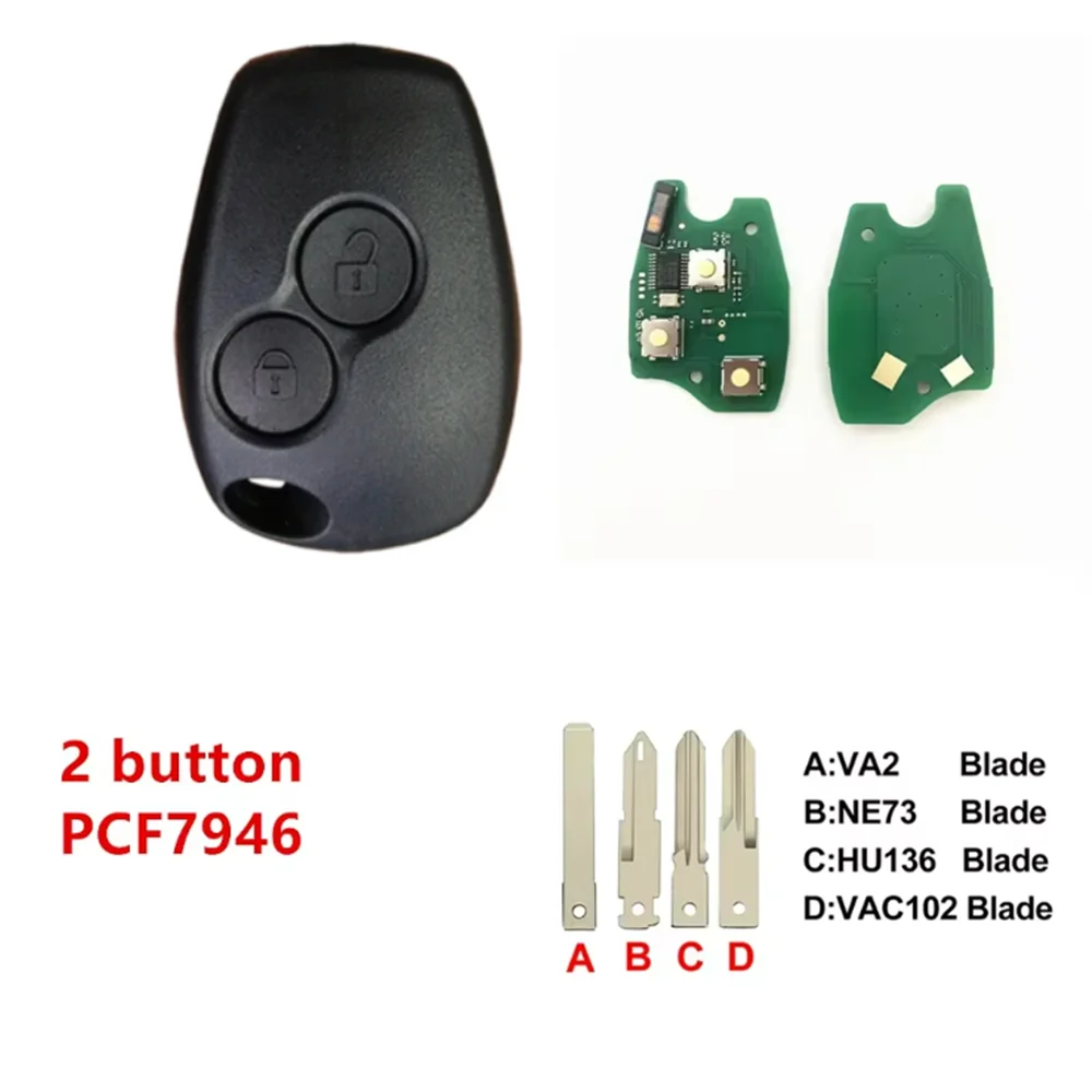 

5 шт./лот 433 МГц PCF7946 чип дистанционный ключ 2/3 кнопки для Renault Duster Modus Clio 3 Volkswagen DACIA Logan Sandero Kangoo