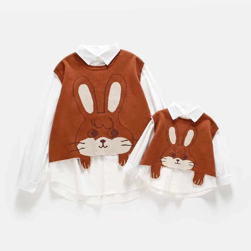 

2022 Autumn New Sleeveless Sweater for Family Matching Clothes Mother Daughter Son Vest Tops Fashion Family Matching Outfits