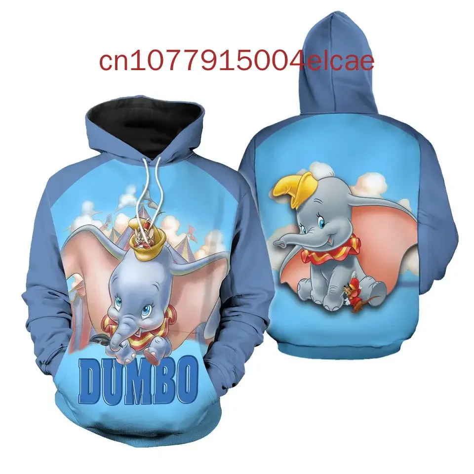 2024 New Disney Dumbo 3D Hoodie Printed Casual Street Harajuku Y2K Men's and Women's Hoods