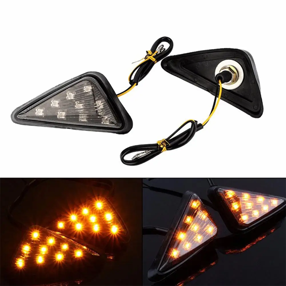

2PCS Motorcycle LED Turning Signals Light Smoke Triangle Flush Mount Waterproof Motorcycle Turn Signal Blinker Flashing Lights