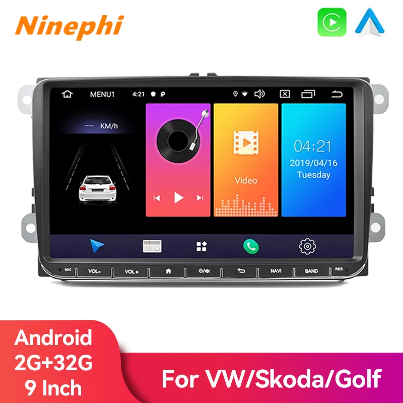 

Автомобильный мультимедийный плеер, плеер на Android 10, с 9 "экраном, GPS, Навигатором, Netflix, Facebook, для Volkswagen, типоразмер 2 Din
