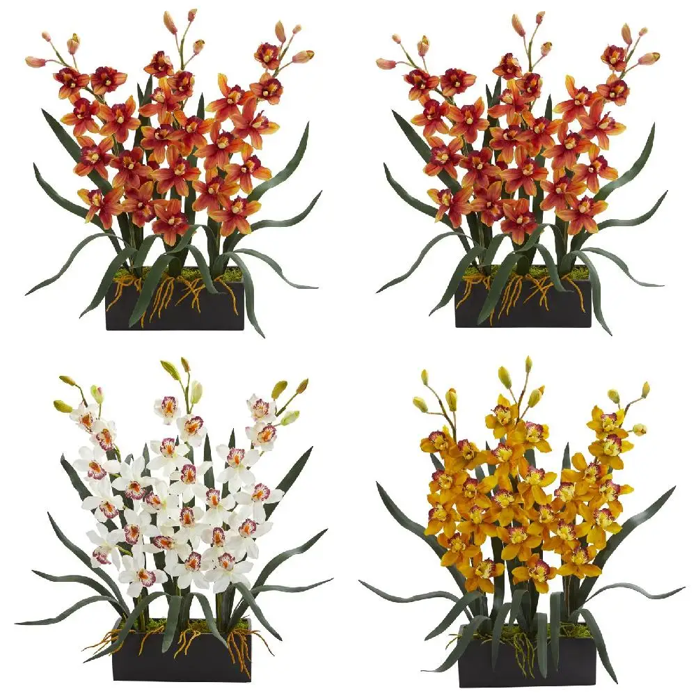 

Elegant Black Vase Artificial Orchid Floral Arrangement for Home Decoration and Gifts.