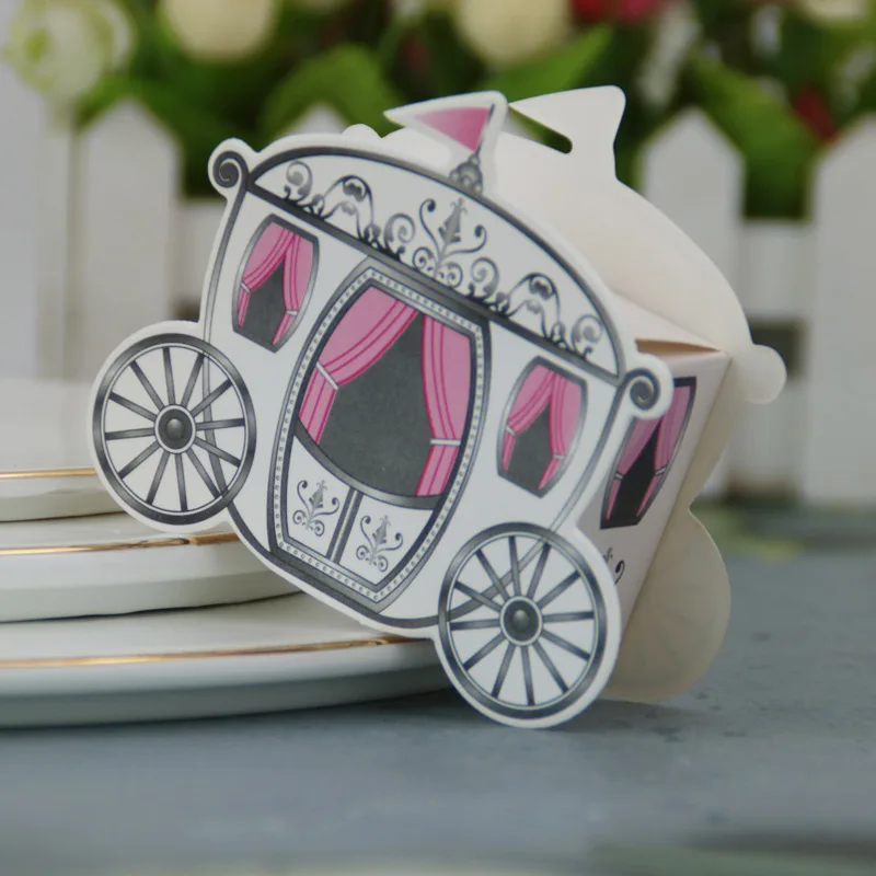 

50pcs Stereoscopic Candy Box Pumpkin Carriage Shaped Paper Gift Bags Candy Packaging for Wedding Birthday Party Dec Supplies