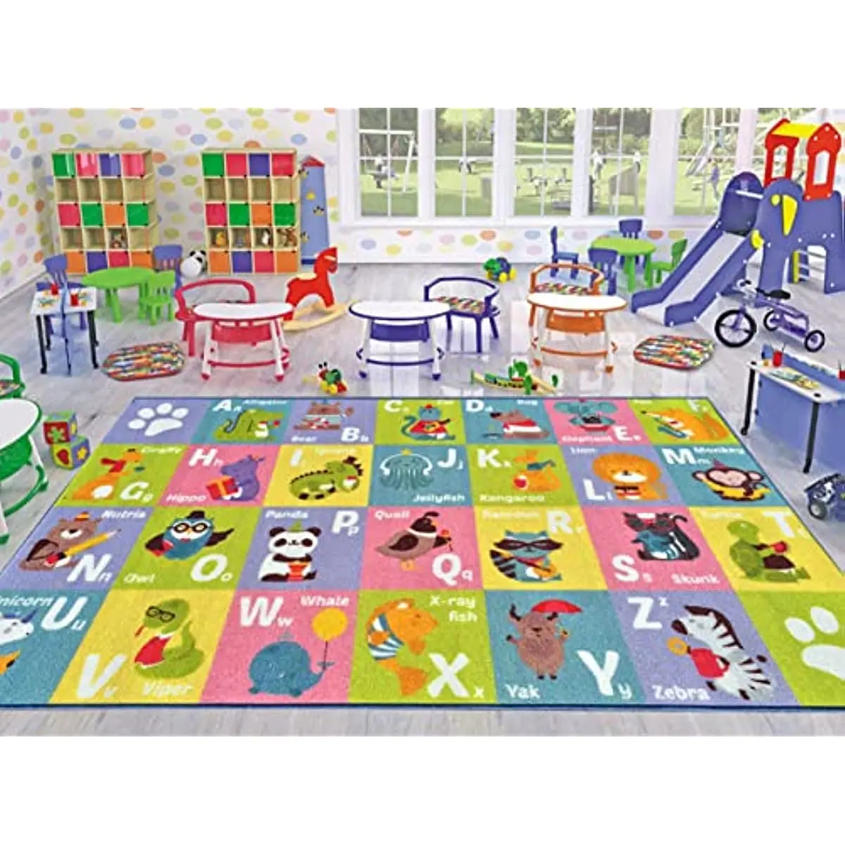 

ABC Alphabet Animal Felt Carpet Education Learning and Fun Game Area Non slip Mat Classroom Game Room Decoration Carpet