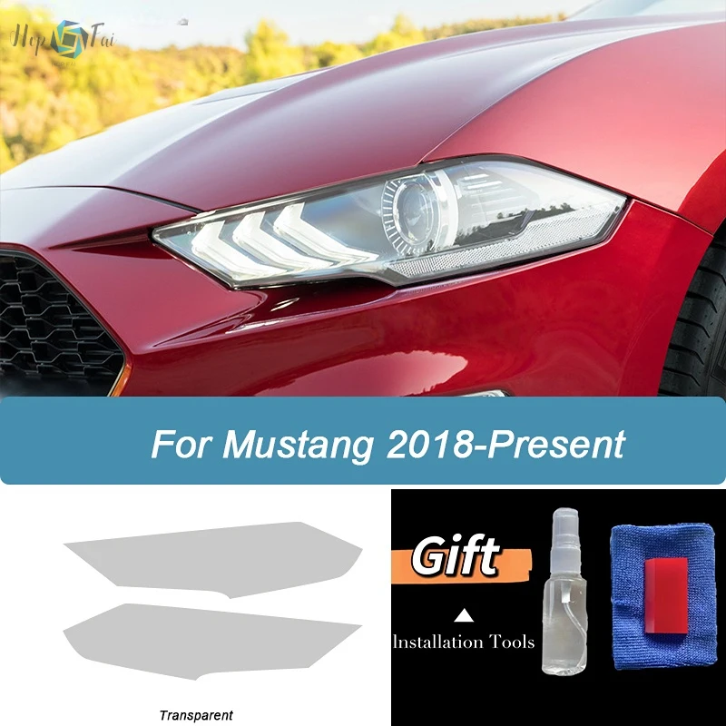 

2 шт. защитная пленка для автомобильных фар, дымчато-черный оттенок, виниловая прозрачная наклейка из ТПУ для Ford Mustang 2015 г. в подарок 2020 2021 г.