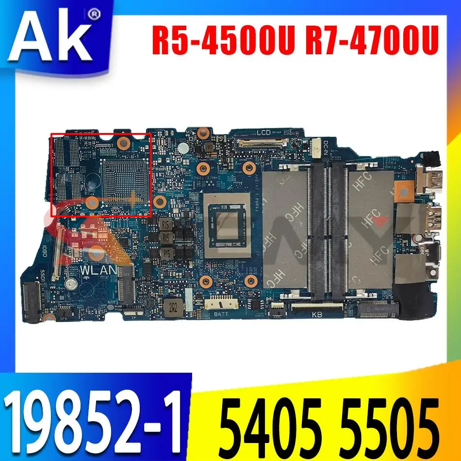 

CN-0YX59Y CN-0GFPRC 19852-1 7W9DF For DELL inspiron 5405 5505 Laptop Motherboard R5-4500U R7-4700U Mainboard CPU DDR4