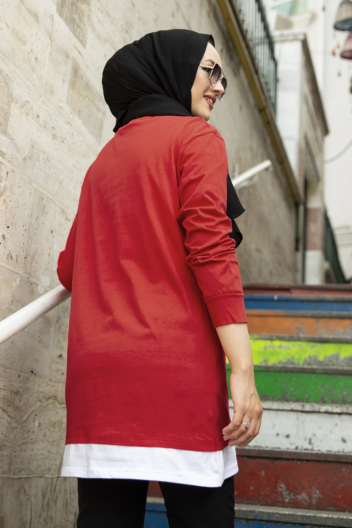 Printed Sweat Tunik NY Red