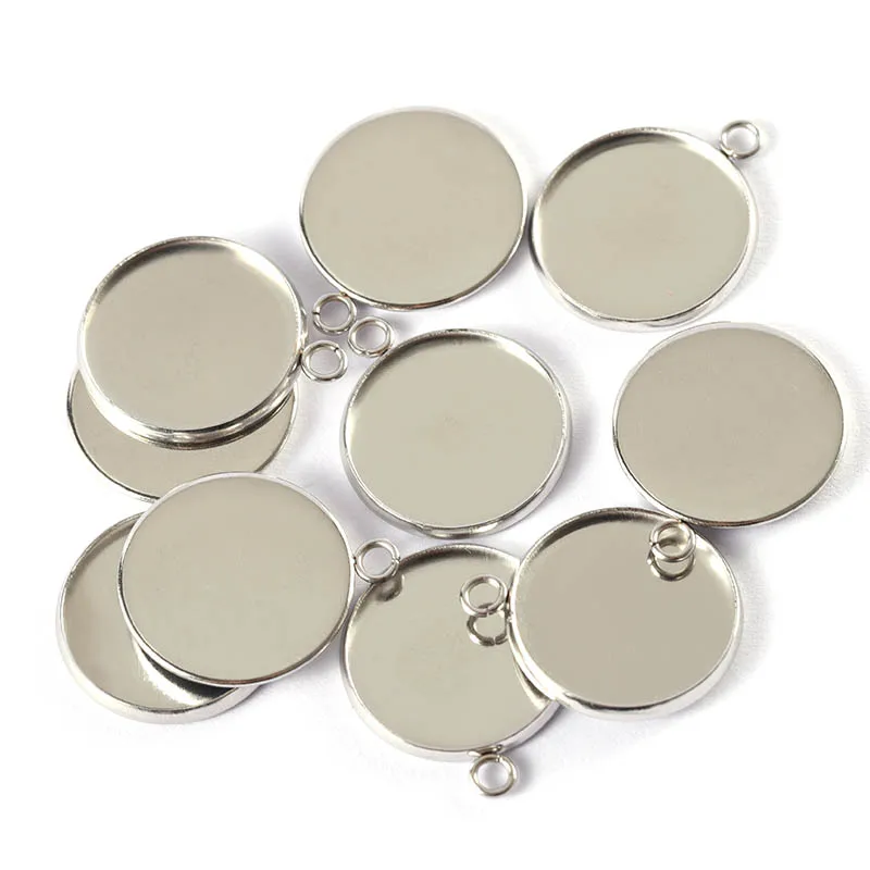 6 8 10 12 14 16 18 20 25 mm Single Loop Round Cabochon Base Tray Bezels Blank Cameo Setting Supplies For Jewelry Making Pendant