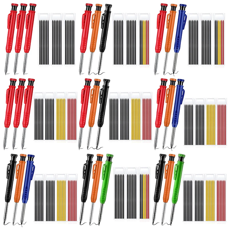 

Solid Carpenter Pencil Set Woodworking Tools Mechanical Pencil Set Construction Carpenter Marker Multi-box Refill Leads Scriber