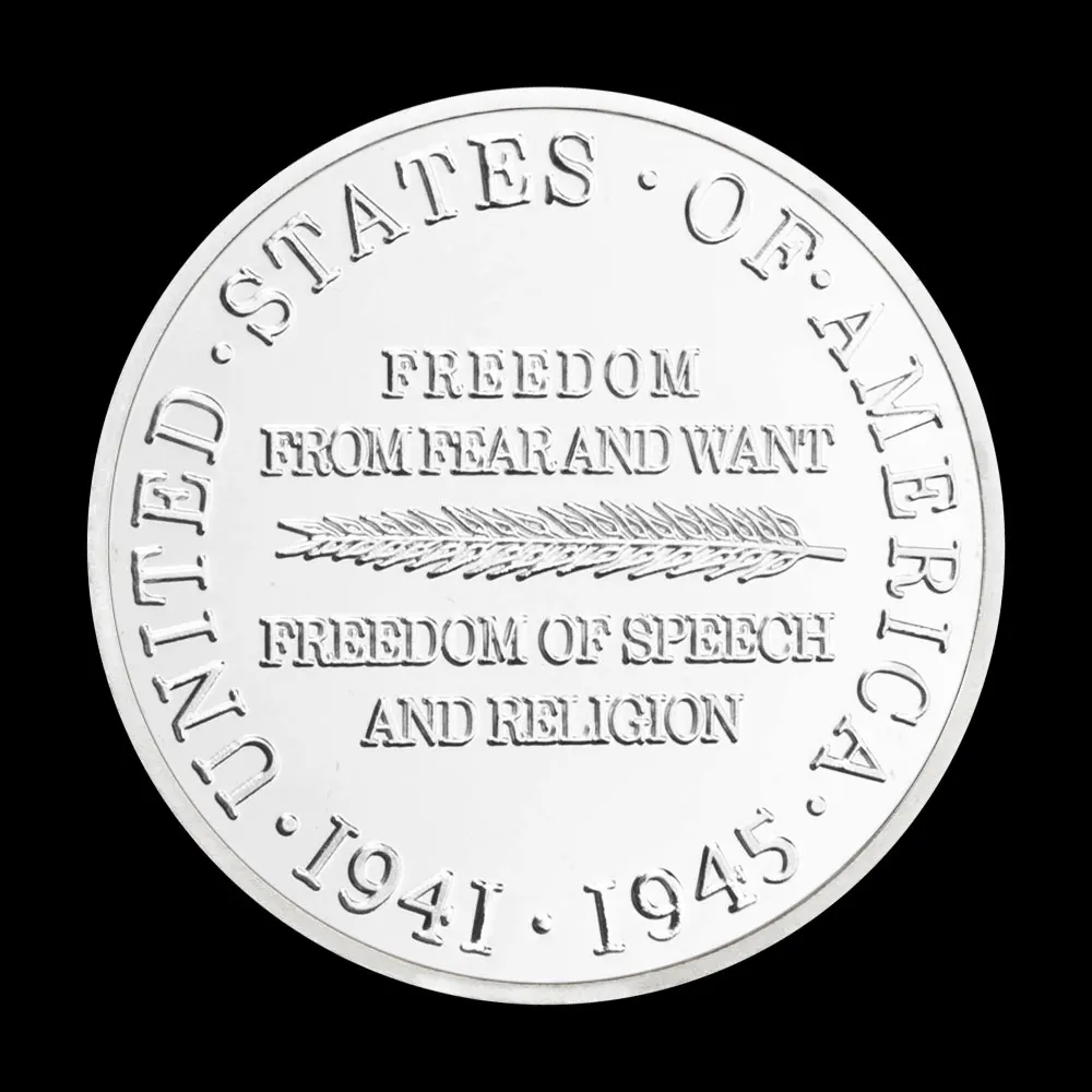 Сувенирная монета Второй мировой войны США (1941-1945) Посеребренная искусственная