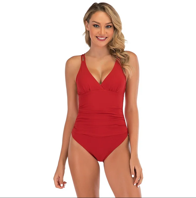 

Женский слитный купальник wisuносил, купальные костюмы с защитой от живота, уникальный дизайн, соблазнительный купальник с перекрещивающимися сзади, купальник с рюшами