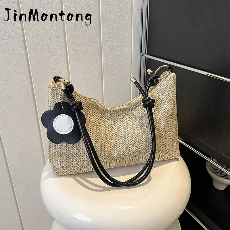 

2023 Summer New Straw Shoulder Bag Casual Travel Crossbody Bags For Women Fashion Beach Handbags