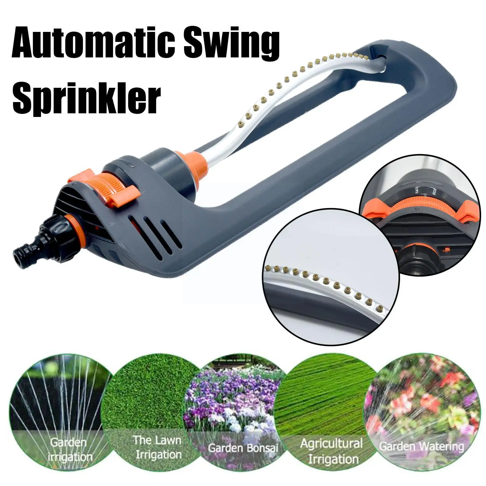 

Автоматический Регулируемый поливочный разбрызгиватель из сплава, осциллятор с 19 отверстиями, качели для полива газона, сада, Nozz V3B1