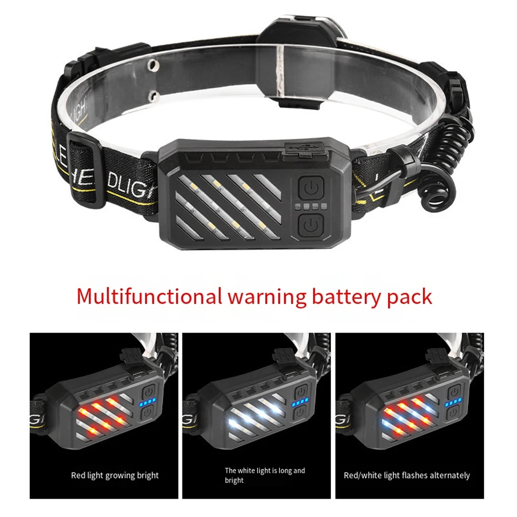 

COB Headlight Outdoor 1200mAh Display 60 Adjustable Type-C Charging Head Torch with Taillight Running Camping Headlamp