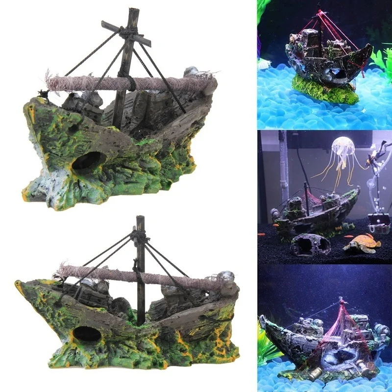 

Aquarium Fish Tank Decorations Landscape Pirate Ship Wreck Ship Vintage Resin Design Boat Aquarium Accessories Home Decorations