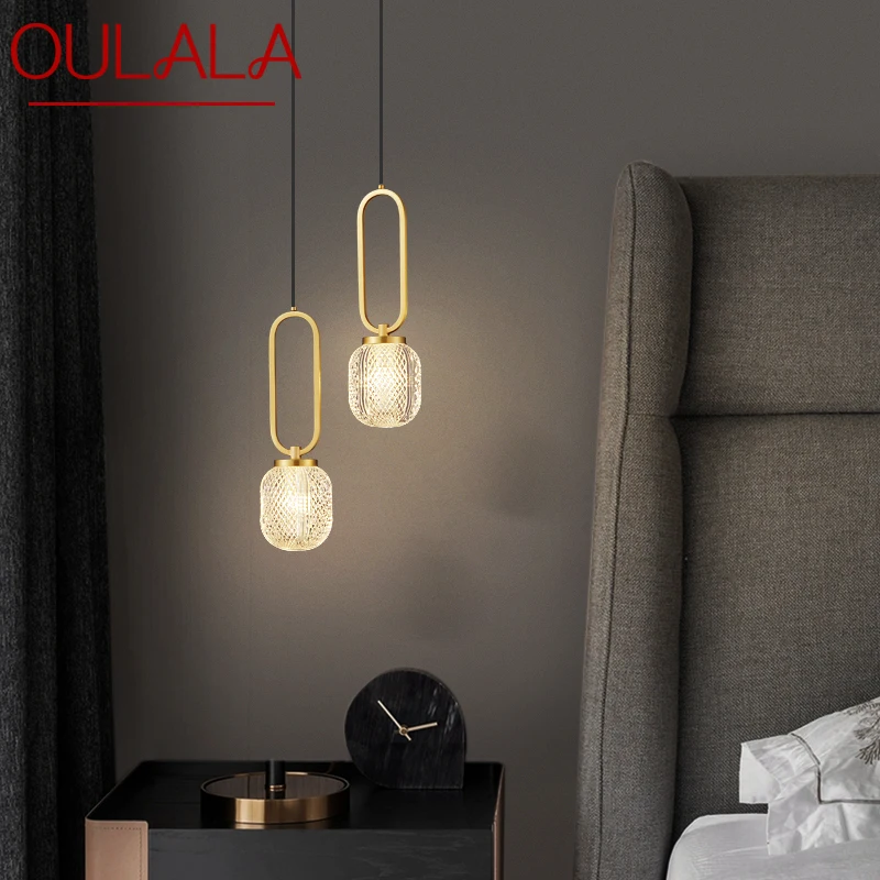 

OULALA Contemporary Brass Pendant Lamp LED Gold Copper Hanging Light Creative Decorative for Home Living Bedroom