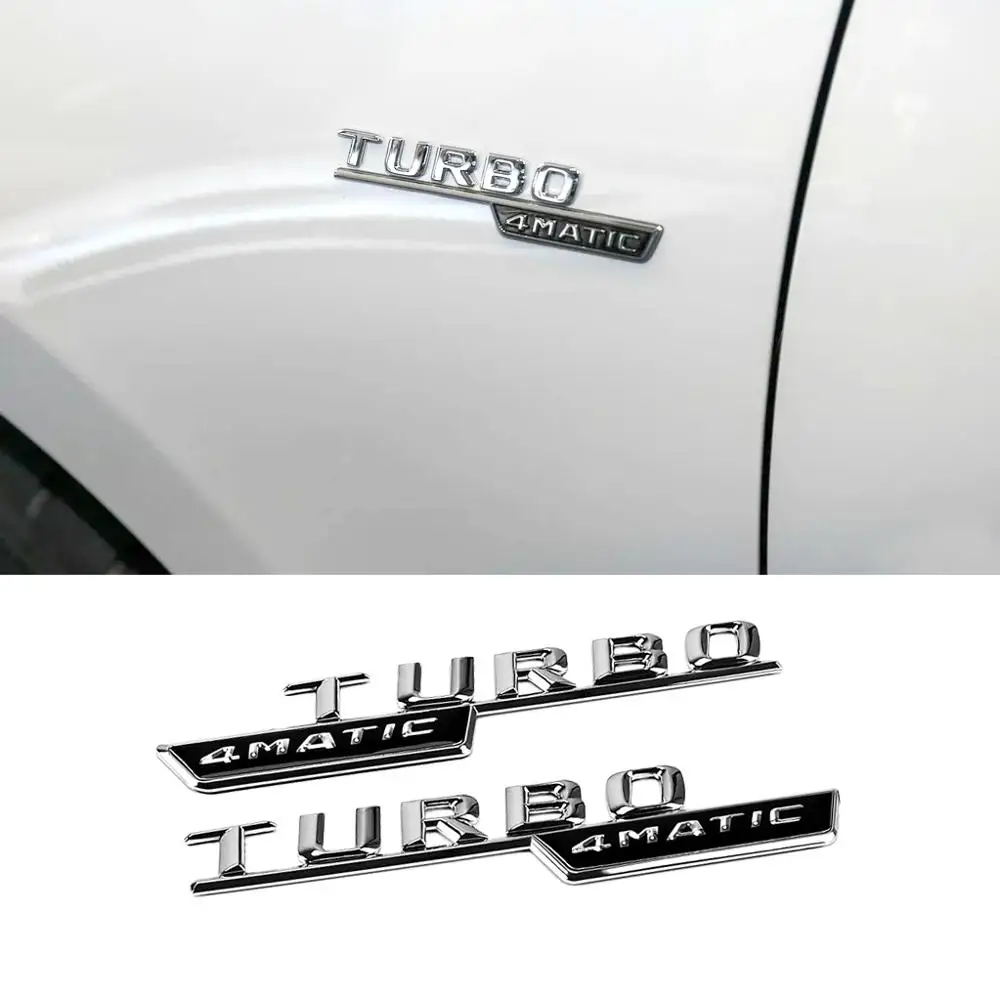 

1-20 Pair TURBO 4MATIC Emblem Logo Side Fender Sticker For Mercedes Benz AMG A180 W176 W169 A200 A250 A209 A45 W221 A160 GLE CLK