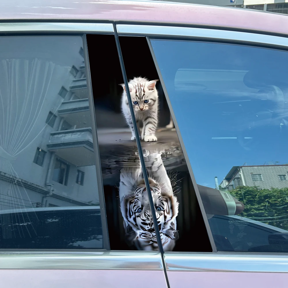 

Наклейки на автомобиль с изображением кота и тигра, сделай сам, чехол на автомобильную стойку B, царапины, водонепроницаемые, прочные, с героями мультфильмов, автомобильные украшения, наклейки для домашних животных