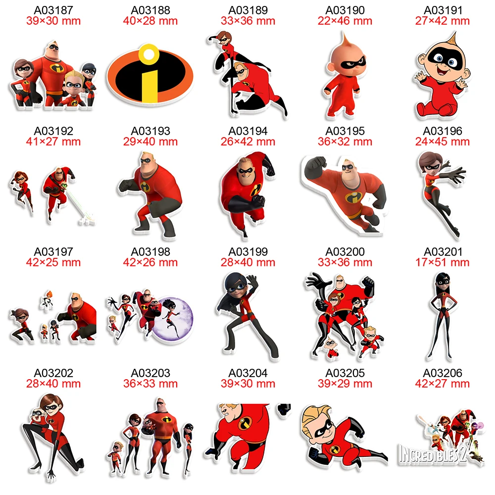 

Disney The Incredibles Planar Resin Flatback Cabochon Printed 30Pcs/lot for DIY Hair Bows Party Craft Supplies Handmade Material