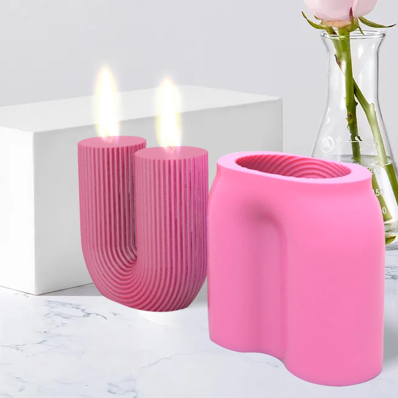 

U Shape Scented Candle Mold Food Grade Silicone Mold DIY 3D Aromatherapy Candle Mould Candle Making Supplies Home Wedding Decor