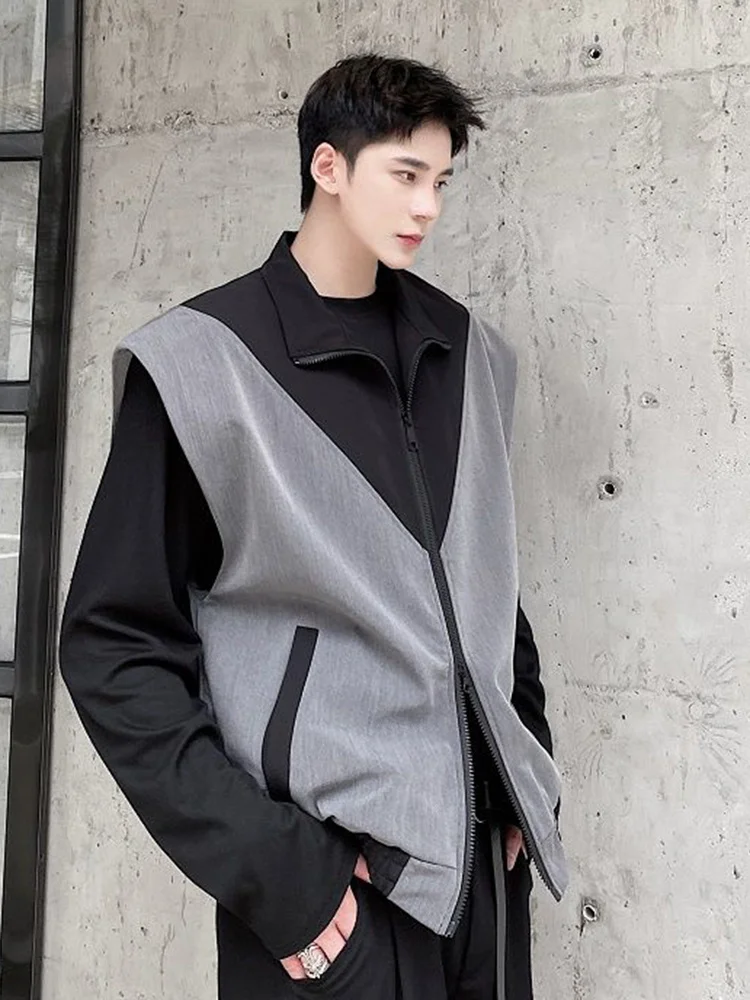 

Korean Autumn Style New Color Stand Collar Fashion Vest Personalized Versatile Men's Waistcoat Contrast 2A5781