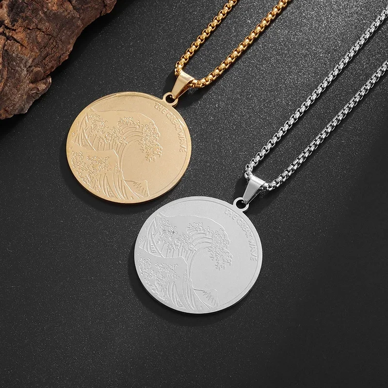 Модное ожерелье Hokkaido с подвеской-монеткой из нержавеющей стали для мужчин и