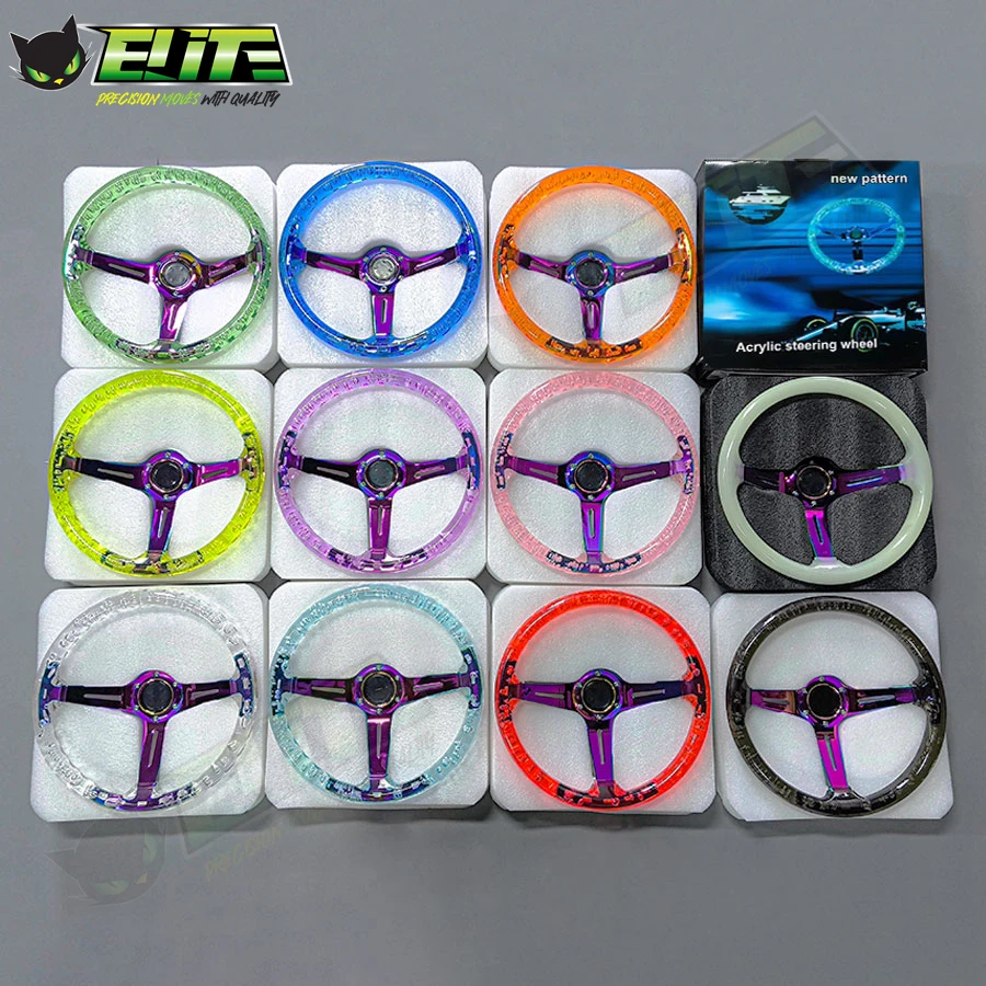 Универсальное гоночное прозрачное акриловое рулевое колесо 14 дюймов Нео