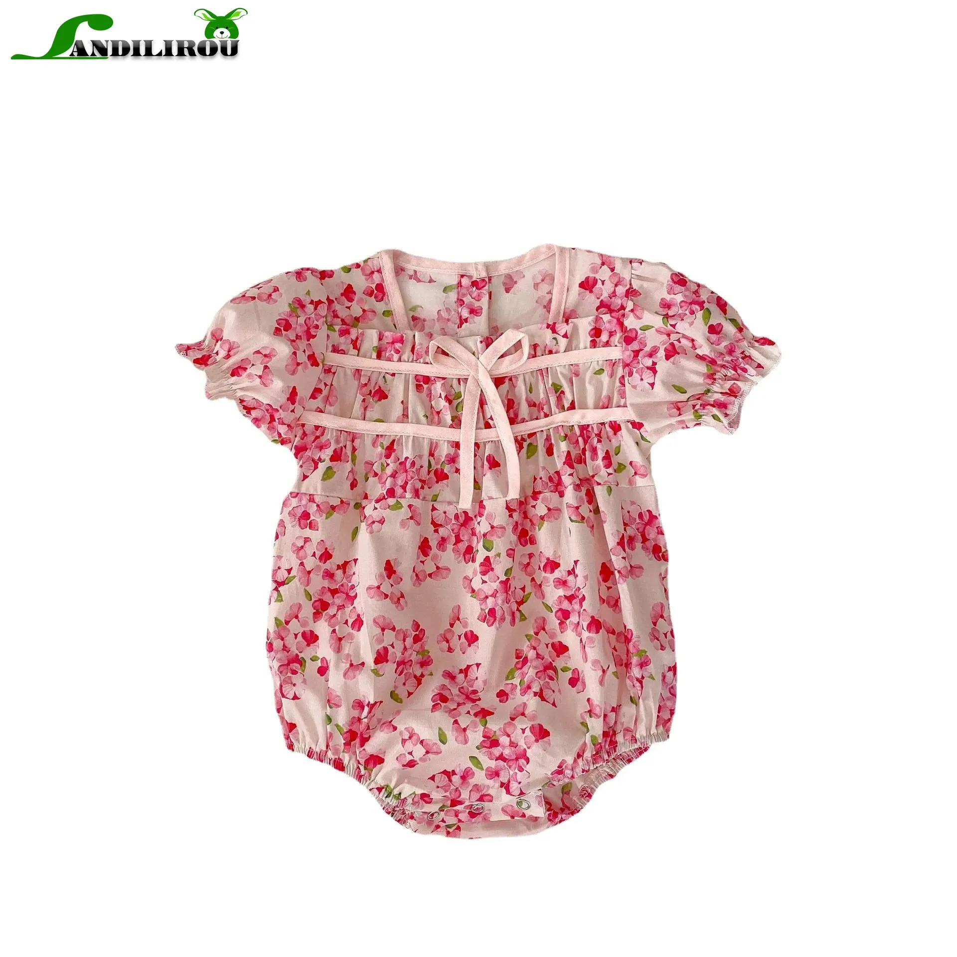 

0-24M Summer Floral Bodysuits for Infant Toddler Girls: Pink Flower Print Ruffled Sleeveless Bodice Perfect Crawling Exploring