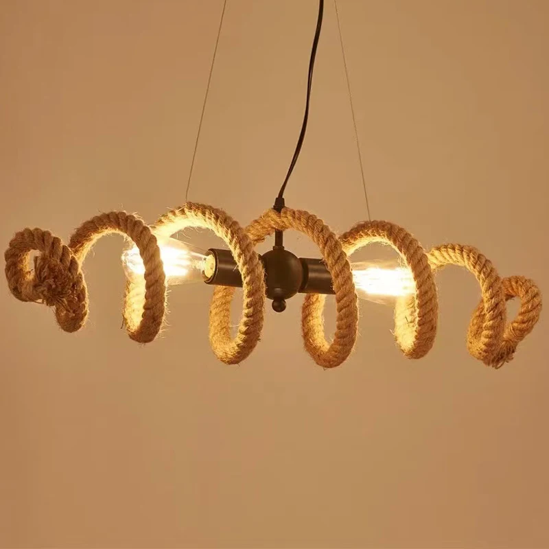 Vintage Hemp Rope Chandelier Free Shipping Decorative Interior Restaurant Bar American E27 LED Bulb Chandelier